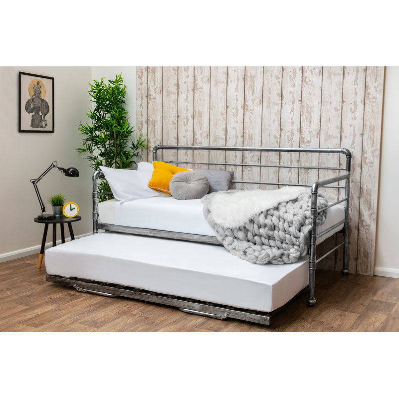 Irasburg Metal Daybed with Trundle, No Mattress Required, No Mattress Required, Black Antiqued
