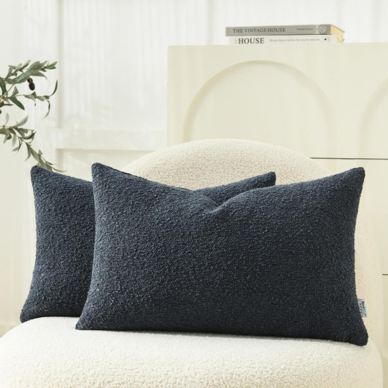 Housses de coussin texturées, Marine, Rectangle 12"H x 20"W