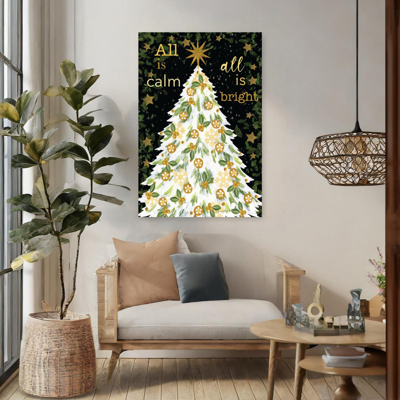 All All Calm Christmas Tree, arbre de Noël contemporain abstrait, art floral d'hiver, H 48 po x l 32 po