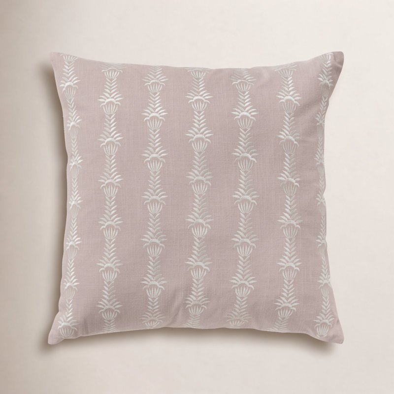Tasha Embroidered Cotton Reversible Throw Pillow, Blush