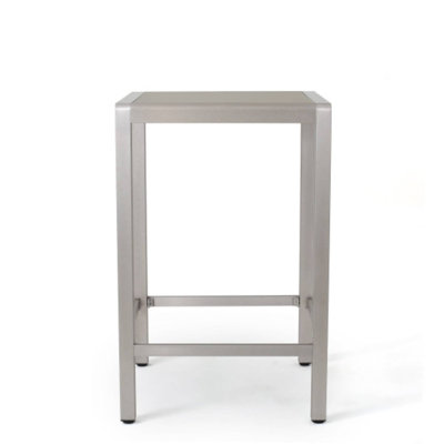 Table de bar d'extérieur 43 po - Structure en aluminium, plateau en verre, finition grise