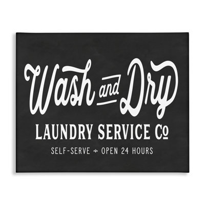Wash and Dry Laundry Service Co. Vintage Store Typography Stretched Canvas Wall Art by Lettered and Lined