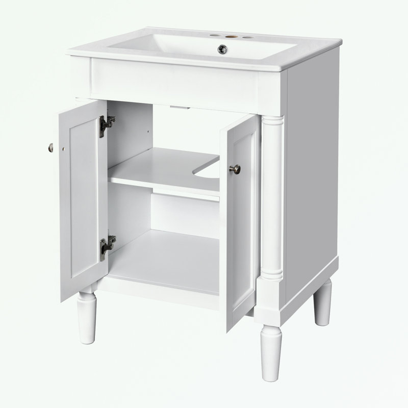 Rangement pour salle de bain Pollark, Blanc, Argent argent