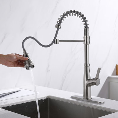 Deck Mounted Pull-Down Single Handle Kitchen Faucet