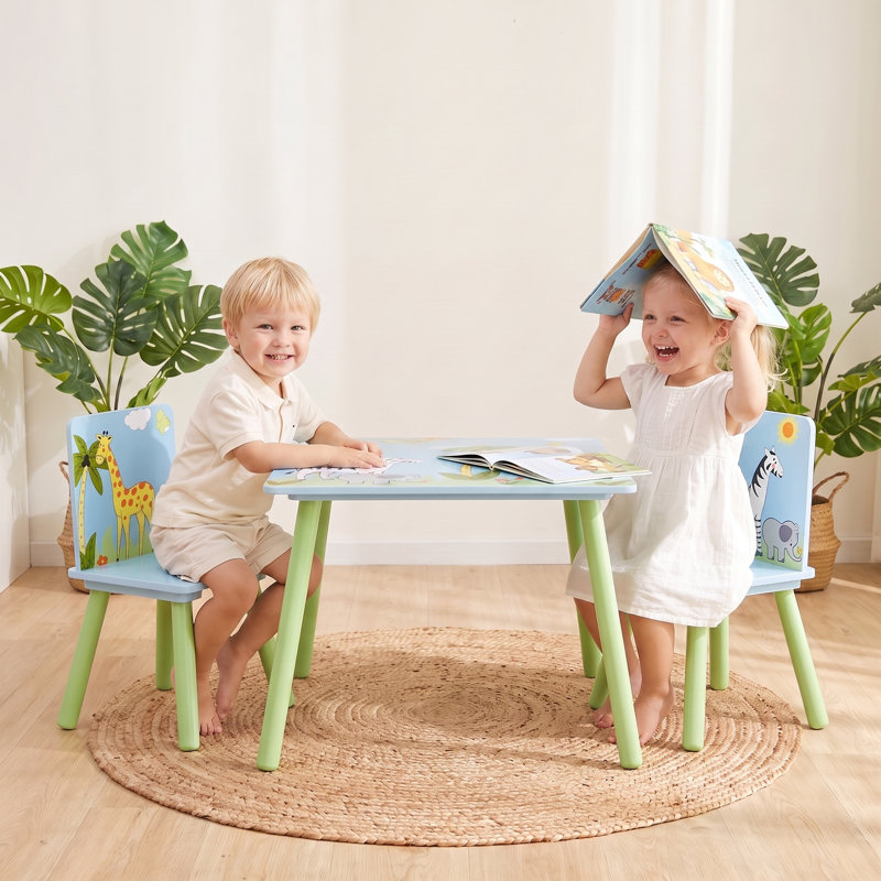 Kids Safari Table and Two Chairs Set