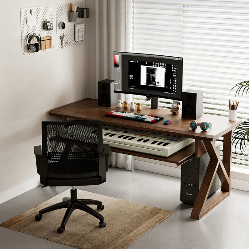 Walnut Rectangular Solid Wood with desk, 29.53"H×70.87"L×27.56"W