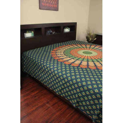 Tapisserie en coton sanganer mandala peacock