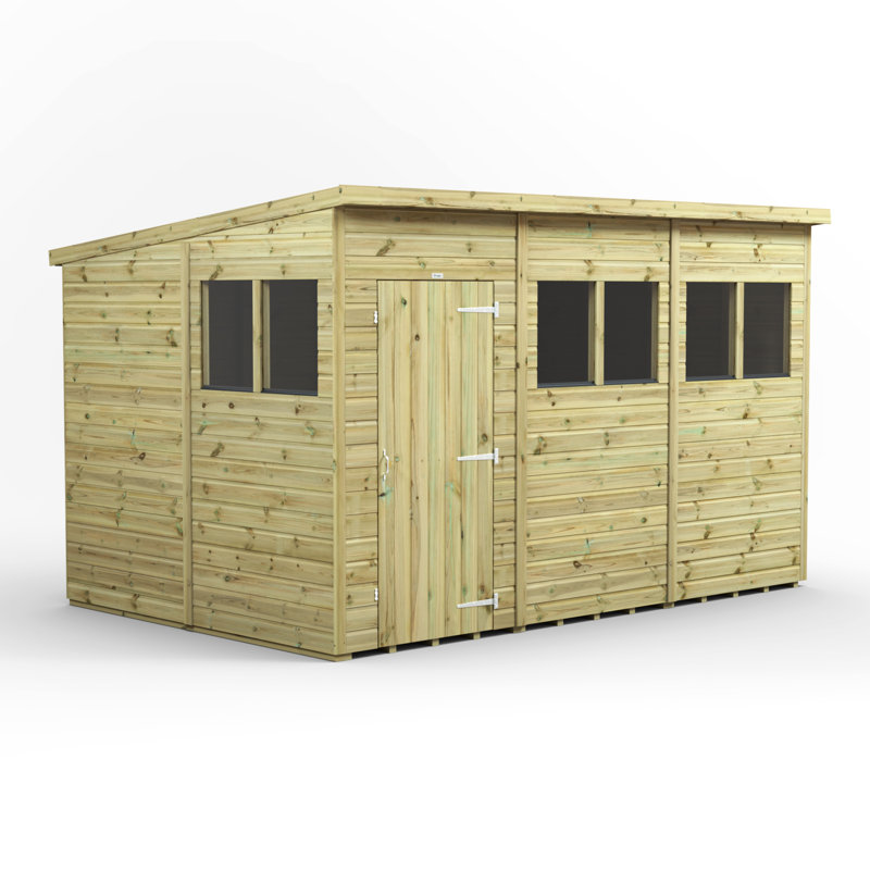 Powersheds 12 x 8ft Premium Pressure Treated Timber Pent Garden Shed