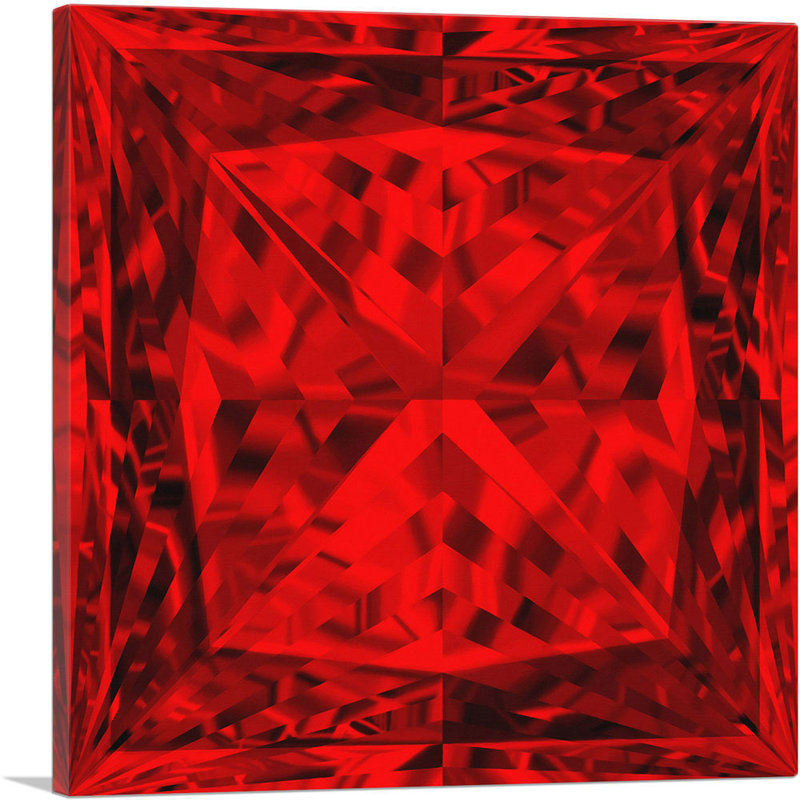 «Red Princess Cut Diamond Jewel», reproduction d'impression sur toile tendue, H 18 po x l 18 po x P 0,75 po