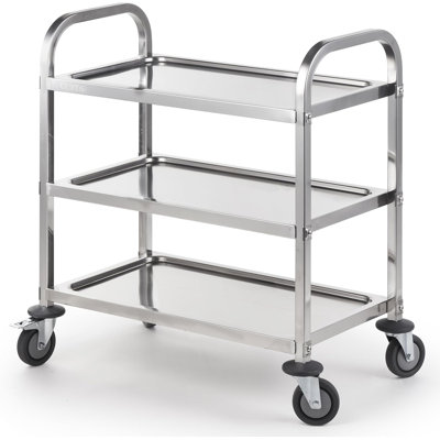 Chariot de service en acier inoxydable, chariot de cuisine à 3 niveaux L 30 po x l 16 po x H 33 po, roulette de frein à roulettes