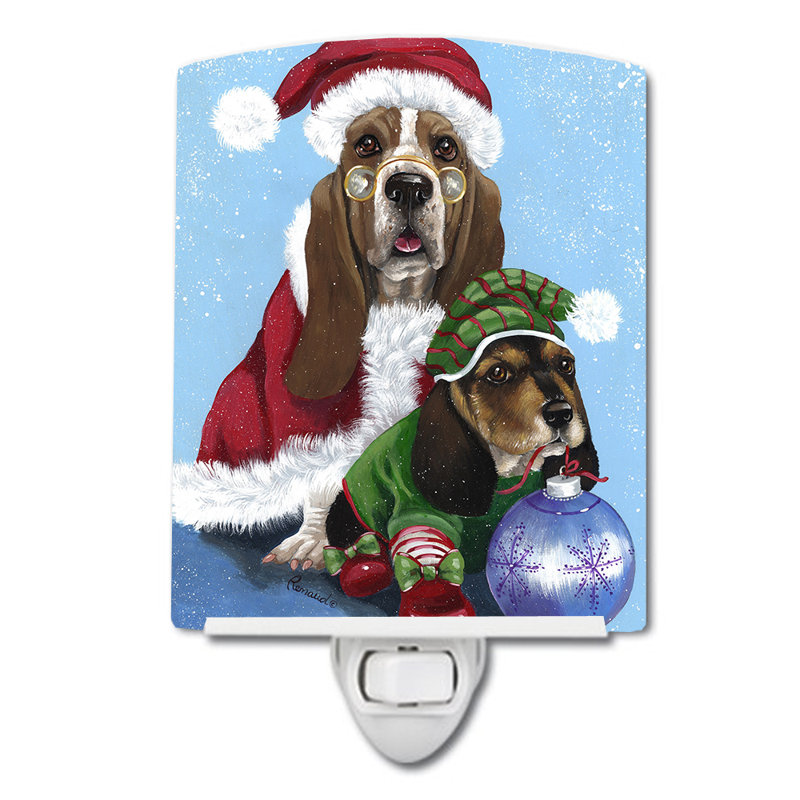 Veilleuse Boxer, Basset hound Père Noël