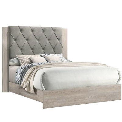 Bedroom Queen Bed, Cream And Gray Theme, Headboard, Rubberwood Headboard Gray, Frame