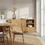 Buffet Mid-Century géométrique en bois avec rangement polyvalent