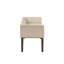 Élégant banc décoratif brun clair, base en bois massif, dossier bas, accoudoirs évasés, charmante garniture cloutée en bronze pour banc de chambre rembourré avec et contreplaqué, accoudoir-1256309781