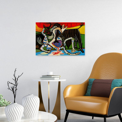 «Dynamic Bull Horse Struggle Abstract», reproduction d'art dramatique colorée