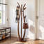 Artistic Solid Wood Coat Rack with 6 Bird-Shaped Hooks, Freestanding Design