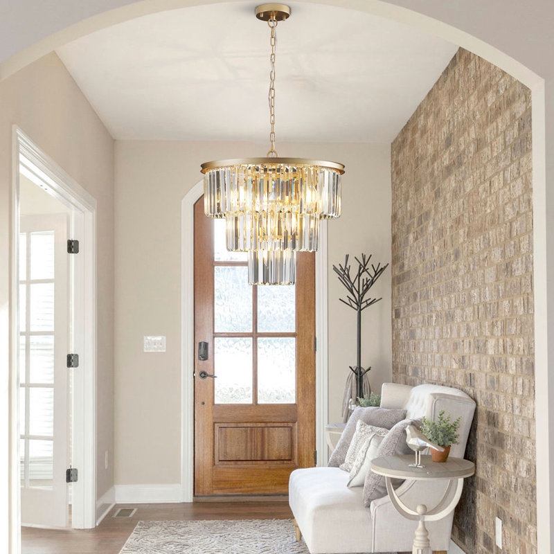 Lustre en cristal de luxe doré moderne et luxueux - solution d'éclairage élégante (ampoules non incluses)