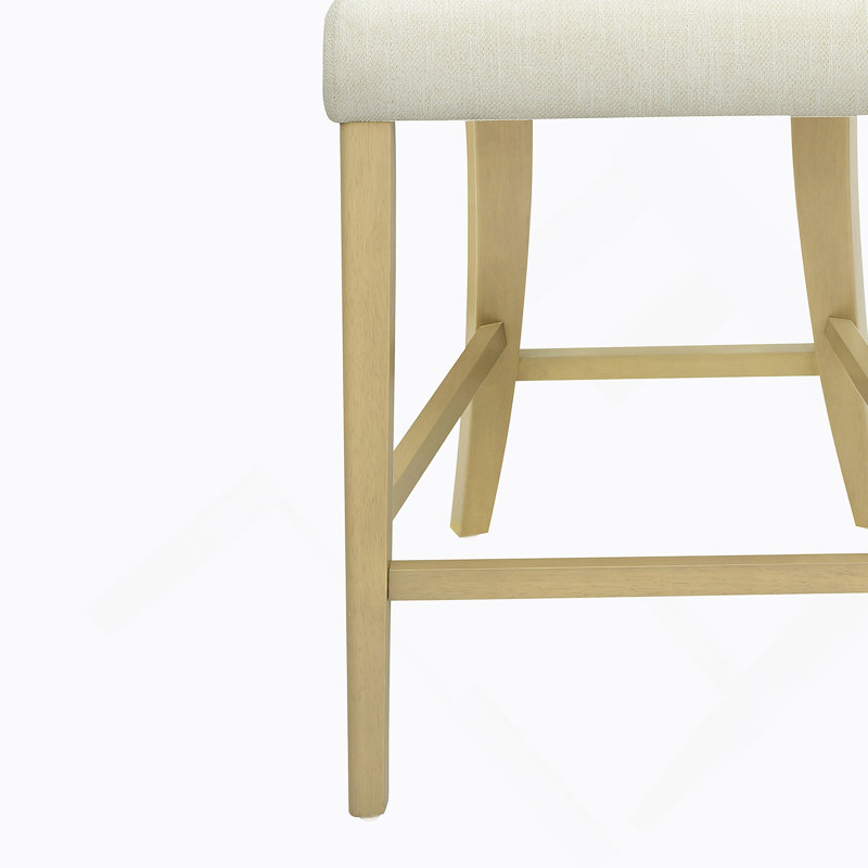 Ensemble de 2 tabourets de comptoir sans accoudoirs (frêne clair + beige), Siège beige / structure en frêne naturel