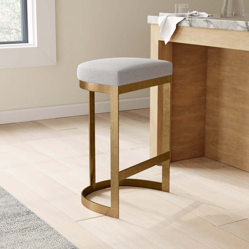 Fleta Upholstered Counter Stool with Metal Frame, Gold
