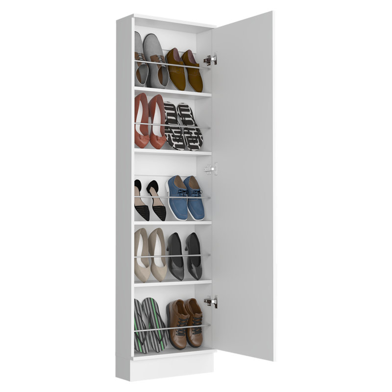  Armoire de rangement à chaussures avec miroir pleine grandeur Harper, Blanc
