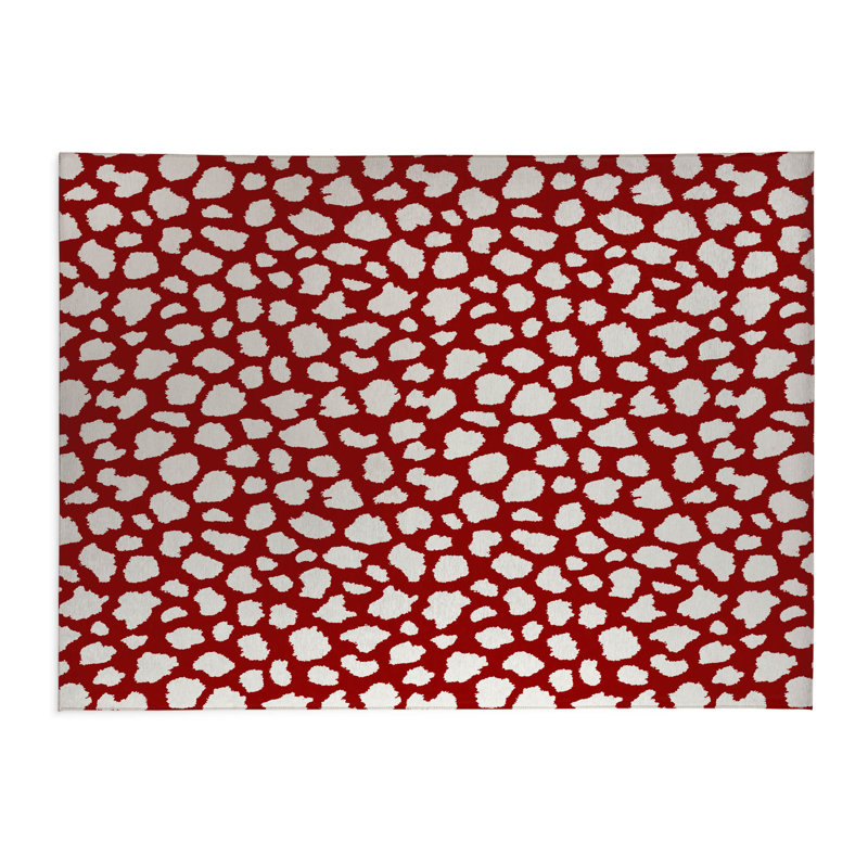 Tapis de cuisine à profil bas Animal Spot, Rectangulaire 3 pi x 5 pi, Rouge canneberge