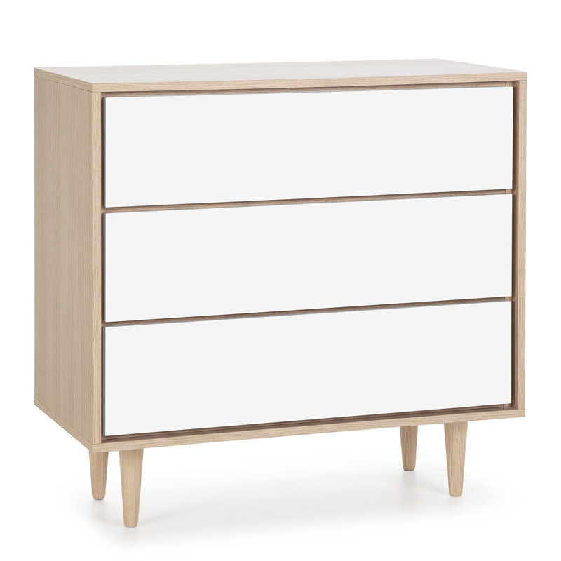 Flournoy 80cm W 3 - Drawer Chest of Drawers, Oak/White
