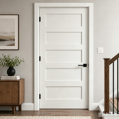 5-Panel Solid Core Shaker Prehung Interior Door with Jambs and Hinges