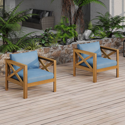 Outdoor Acacia Wood Club Wooden Armchair