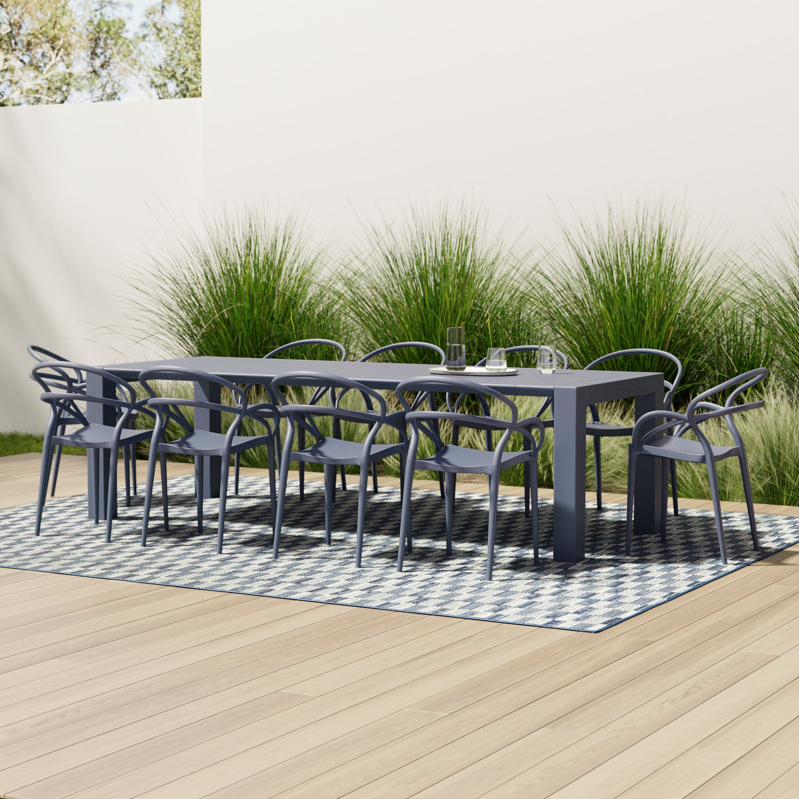 Comet 39" Patio Dining Set, Dark Gray