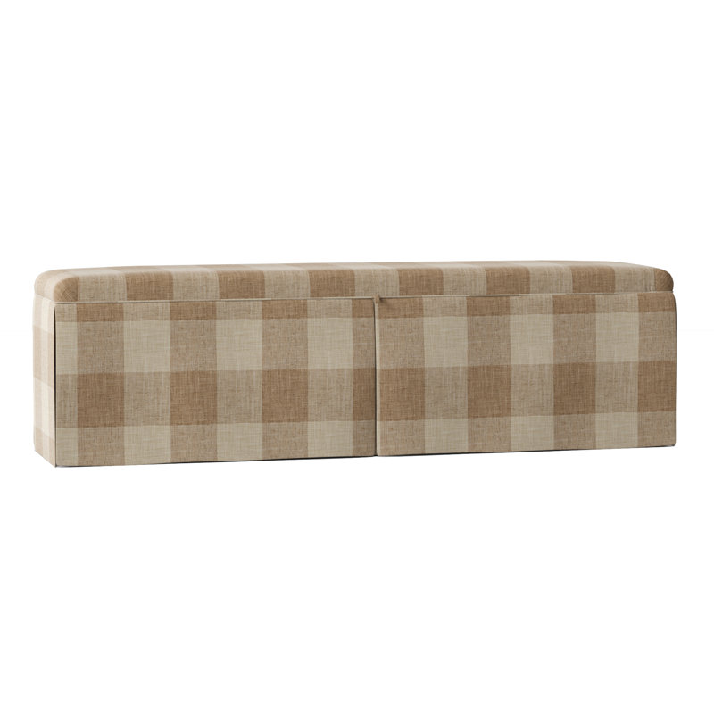 Ryan Upholstered Storage Bench, 21" H x 48" W x 18" D, Elise Aqua, Tan