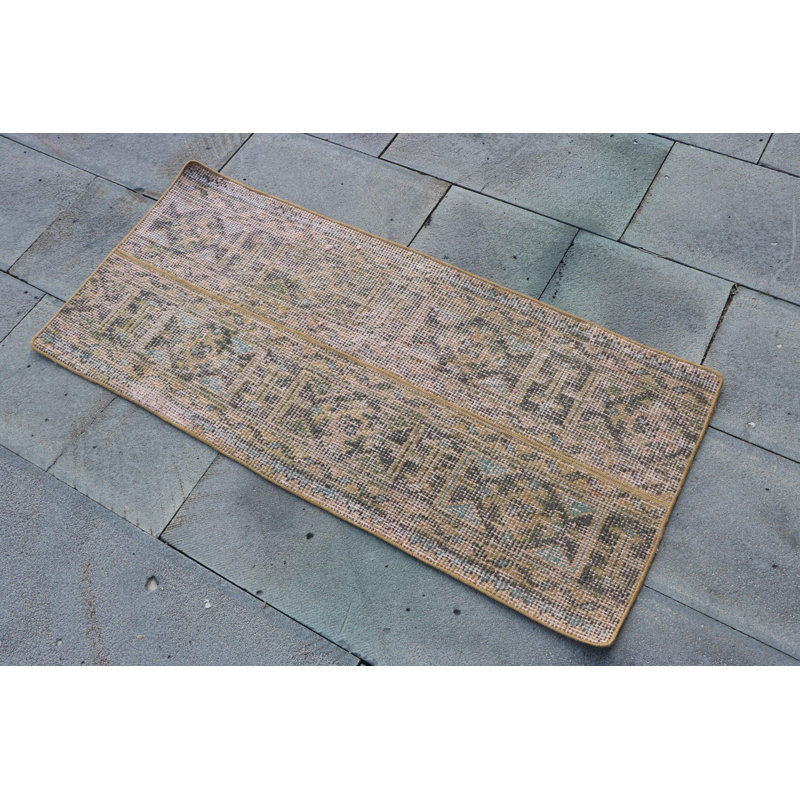 Tapis tissé à la main à motif de patchwork turc anatolien rétro - parfait pour les tapis de salle de bain et de porte