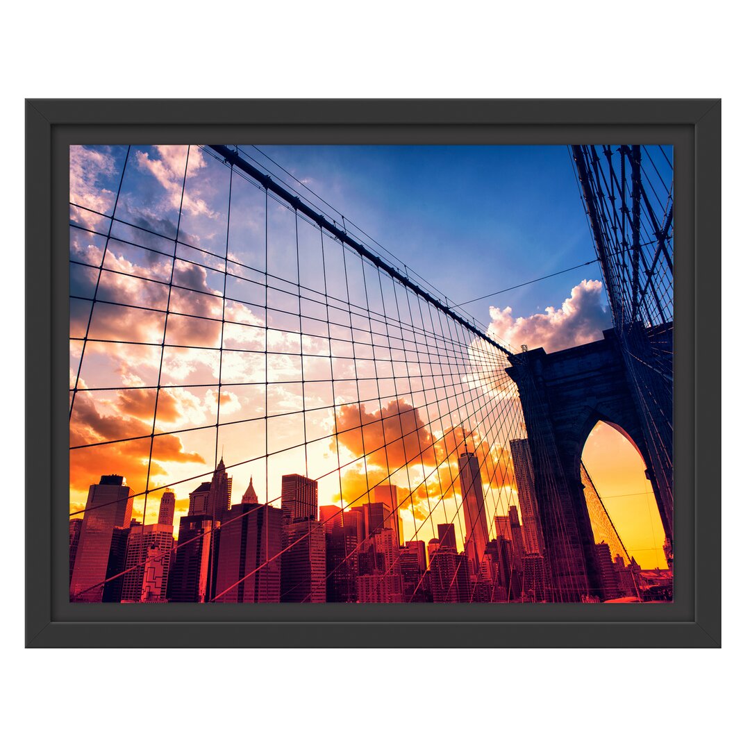 Gerahmtes Wandbild Manhatten bei Sonnenuntergang