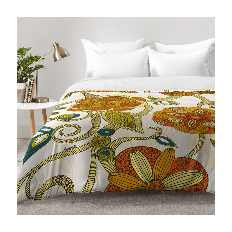Ensemble d'édredon fleurs, Édredon pour lit simple TG + 1 taie décorative