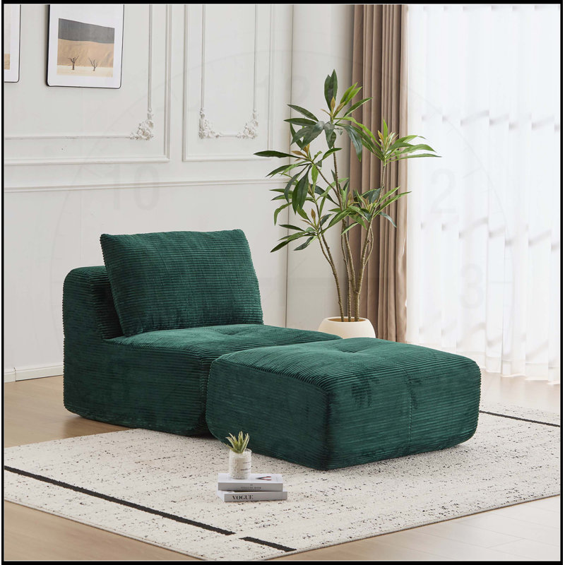Canapé moderne en mousse à mémoire de forme compressée, méridienne simple, canapé modulaire Cloud compatible avec les animaux de compagnie, tissu en velours côtelé, repose-pieds mobile, aucun assemblage requis