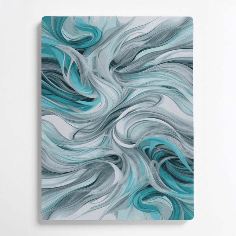 Art numérique en métal bleu abstrait numérique 43, H 14 po x l 11 po