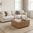 31.5" Modern Square Coffee Table With Glass Top & 2 Drawers, Wood Center Table For Living Room