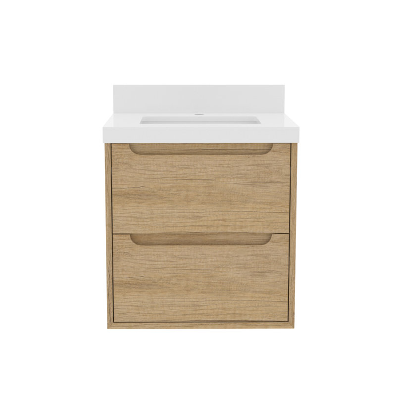 Meuble-lavabo simple 24 po avec comptoir en quartz et dosseret