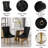 Modern Faux Marble Dining Table Set, Luxury 70" Dining Room Table with Velvet Upholstered Chairs, Luxurious Kitchen Table with Stainless Steel Pedestal, Dining Table Set-1481114858-1481114863-1481114835