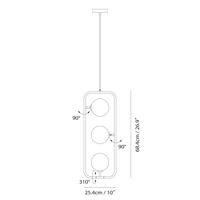 Luminaire suspendu circulaire PV3, Or