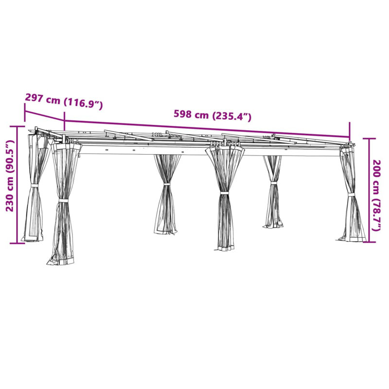 Cedriana Aluminum Soft-top Gazebo, 230cm H x 598cm W x 297cm D, Taupe