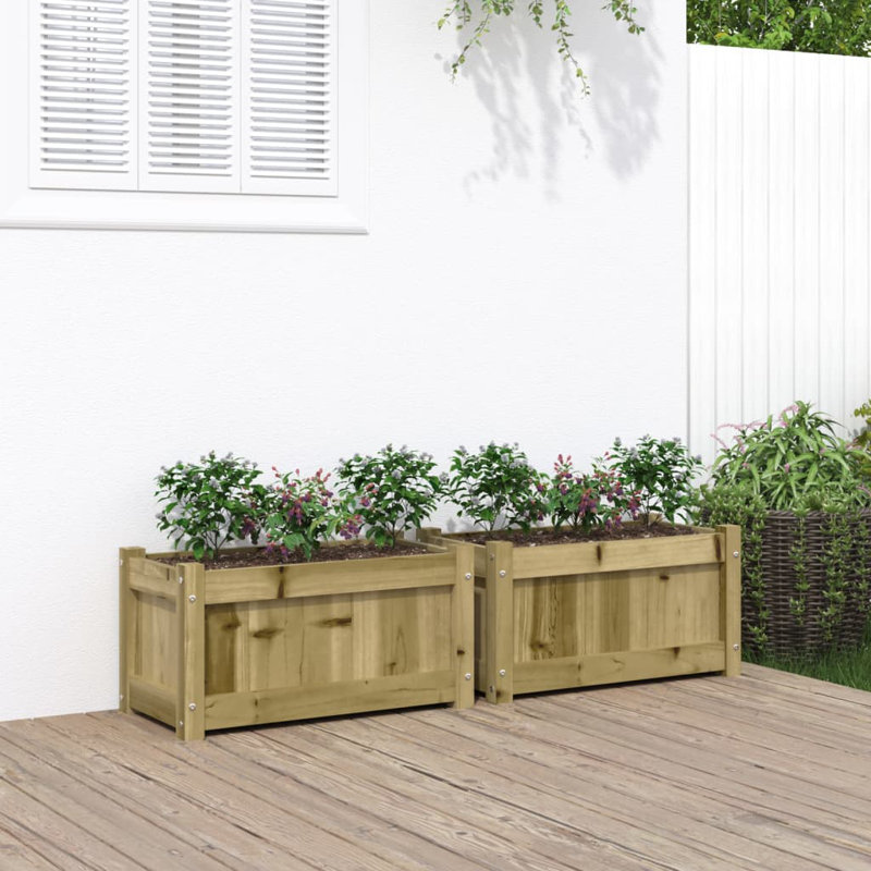 Wooden Kogut Flower Box, 12.20" H x 23.62" W x 12.20" D, Brown, 2