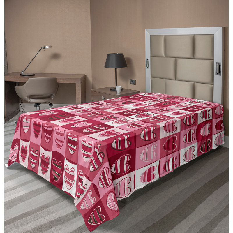 Drap de saison Ambesonne, Rose séchée, blancs / carreauté, Simple