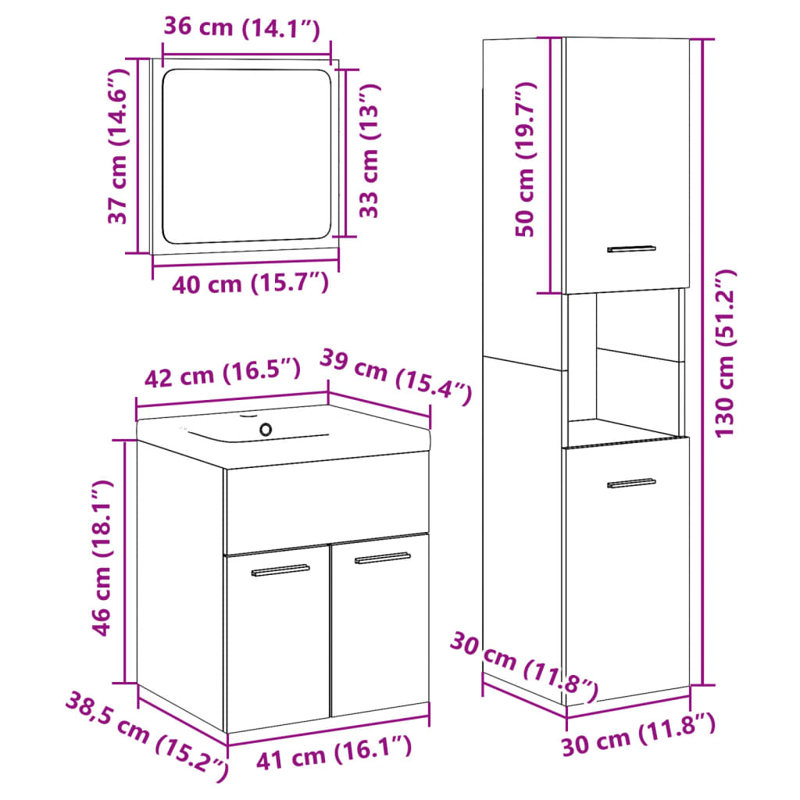 Gelena Bathroom Furniture Suite, Sonoma Oak
