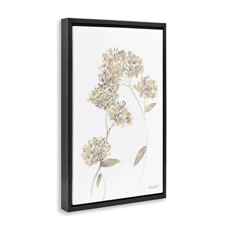 Neutral Geranium Florets Black Framed Floater Canvas by Roy Ebert, Jet Black Floater Frame, 31" H x 21" W