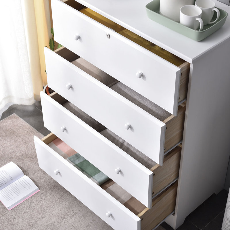 Commode 4 tiroirs Diarte, Blanc