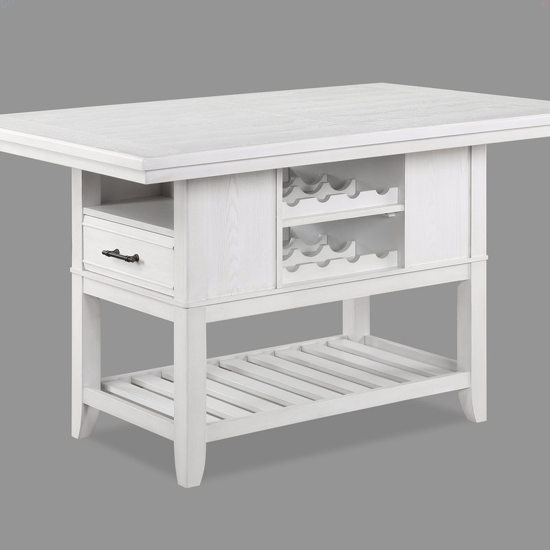 Table à hauteur de comptoir avec tiroirs de rangement, Blanc antique