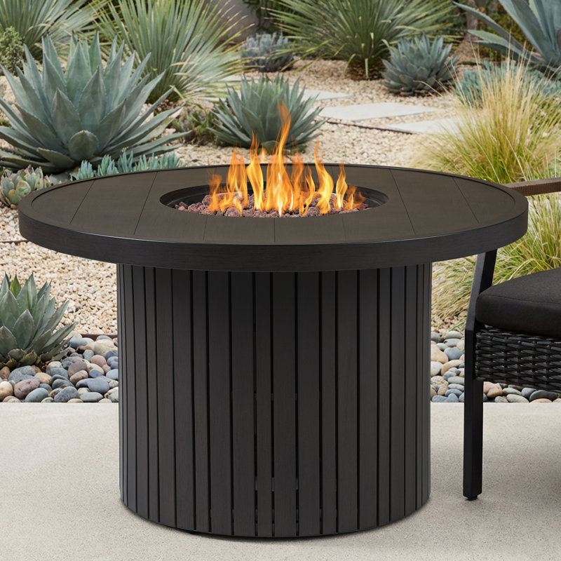 Table de foyer d'extérieur au propane en métal 44 po avec réservoir caché Real Flame Calvin, Bronze corail, Round