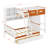 Twin Over Full Wooden Bunk Bed With Built-In Wardrobe, LED Shelves Guardrail And Large Storage