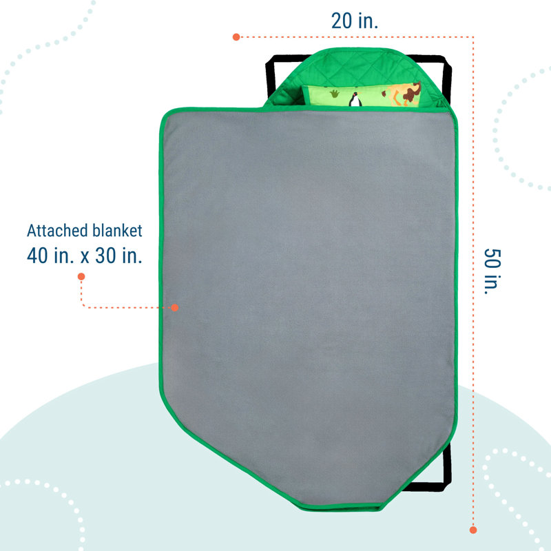 Tapis de sieste Wildkin Modern Kids - mélange de coton doux avec coussin et sangles élastiques pour l'école et les voyages - Animaux sauvages 