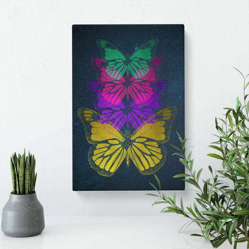 Cosmic Butterflies - Wrapped Canvas Print, 76cm H x 50cm W x 3cm D